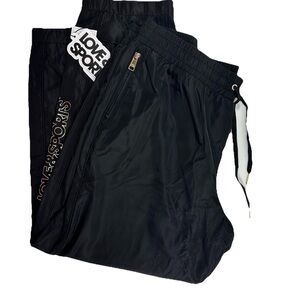 NWT Love & Sports Black Mesh Lined Joggers Pull On Logo Print Zip Pockets XXXL